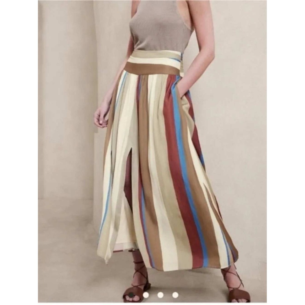 Banana Republic Silky Palazzo Long Stripe Skirt Size 4 New With Tags